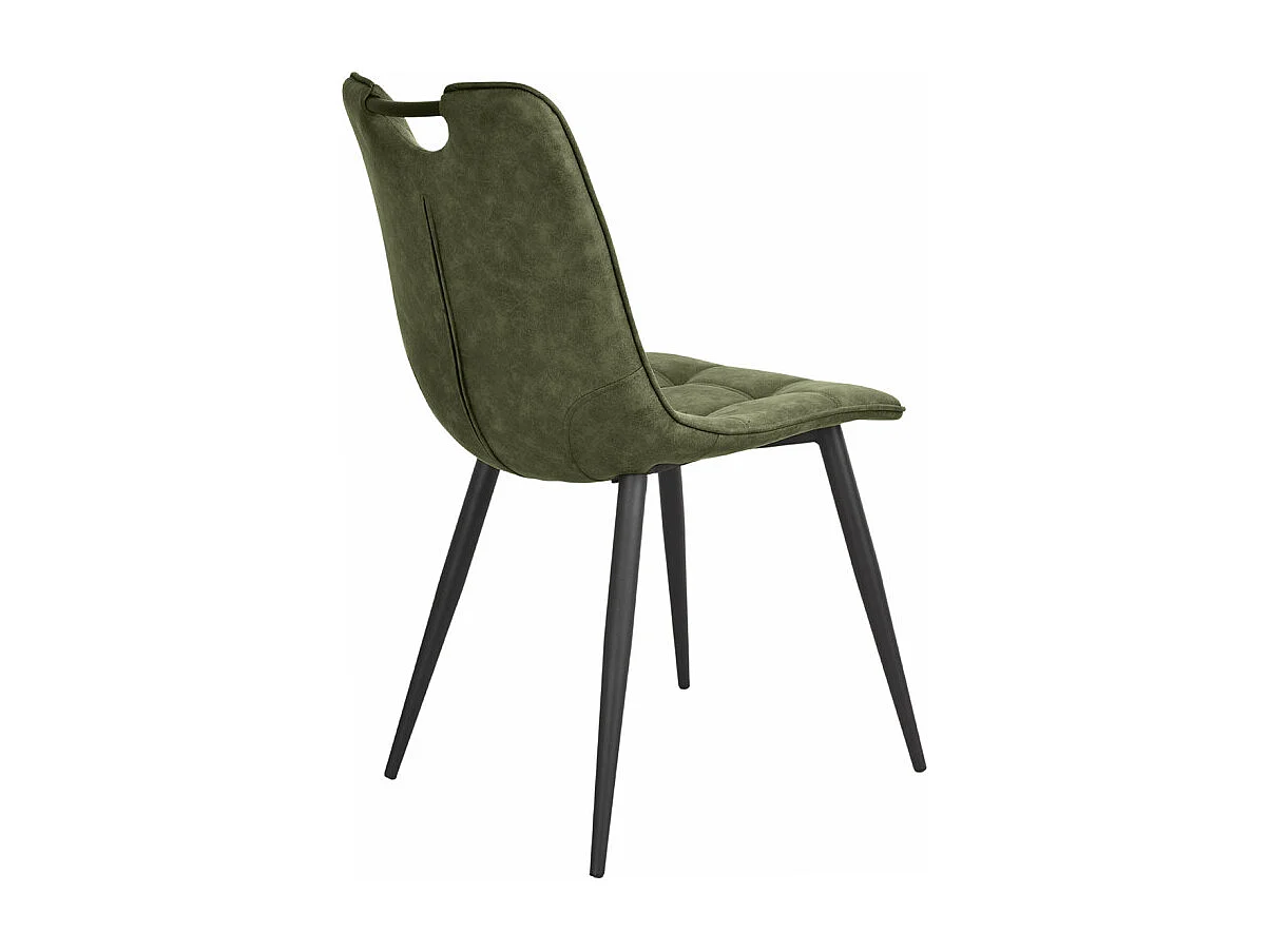 Lot 2 chaises tissu vert vintage avec poignée et pieds noirs - MUSE 2