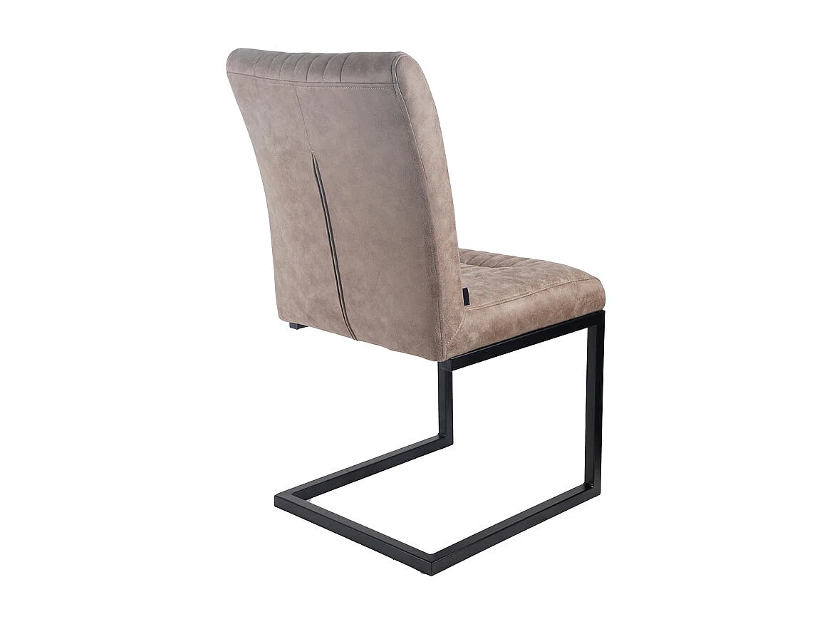 Lot de 2 chaises en tissu taupe vintage avec pied métal noir - VIVI 2
