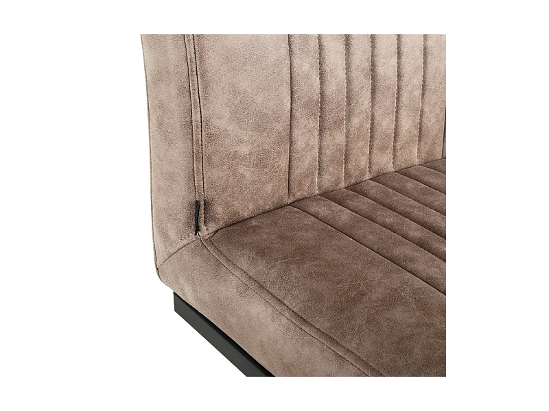 Lot de 2 chaises en tissu taupe vintage avec pied métal noir - VIVI 2