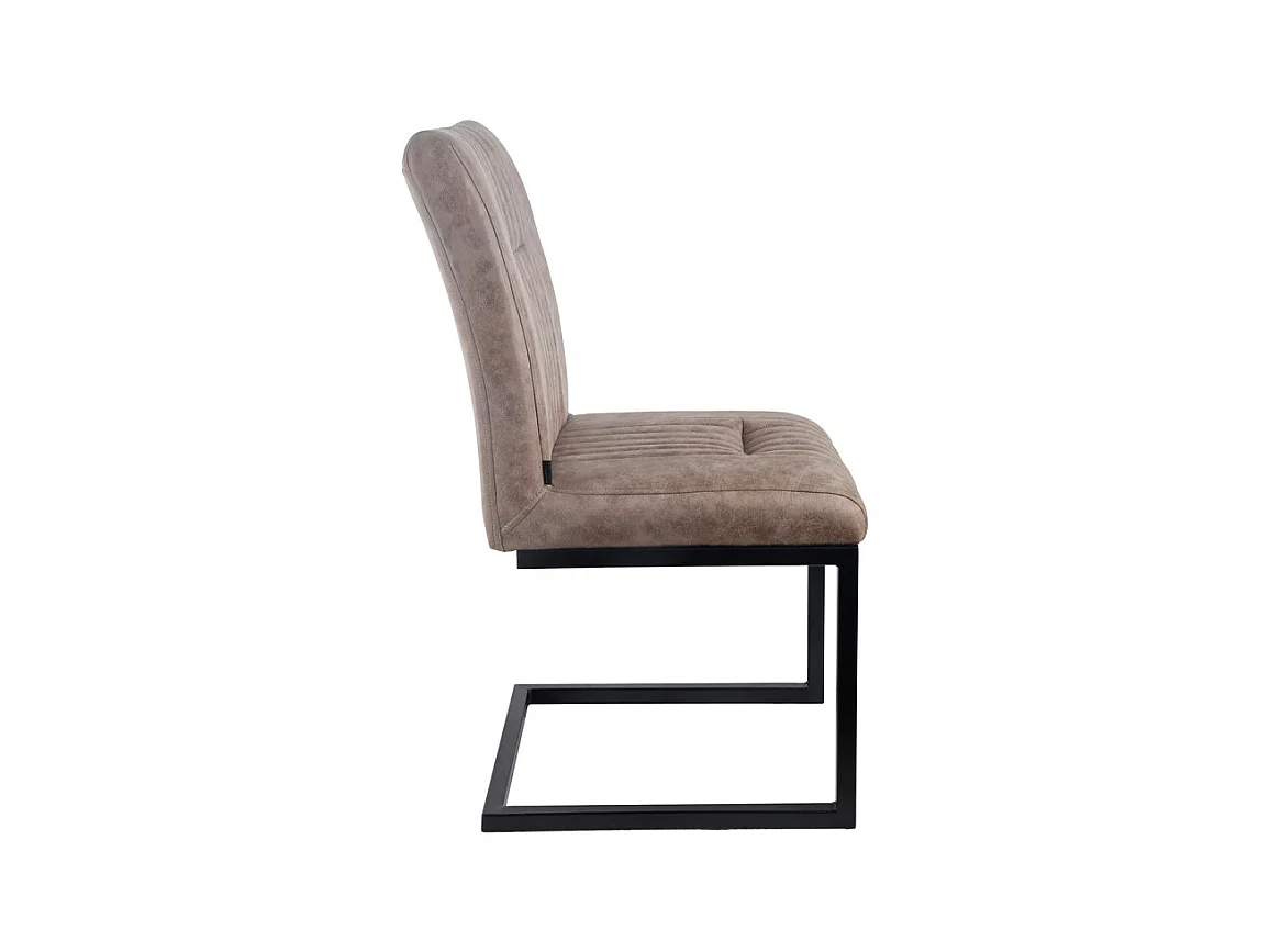 Lot de 2 chaises en tissu taupe vintage avec pied métal noir - VIVI 2