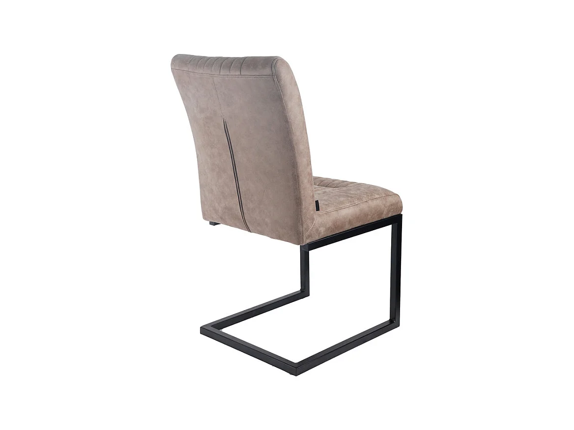 Lot de 2 chaises en tissu taupe vintage avec pied métal noir - VIVI 2