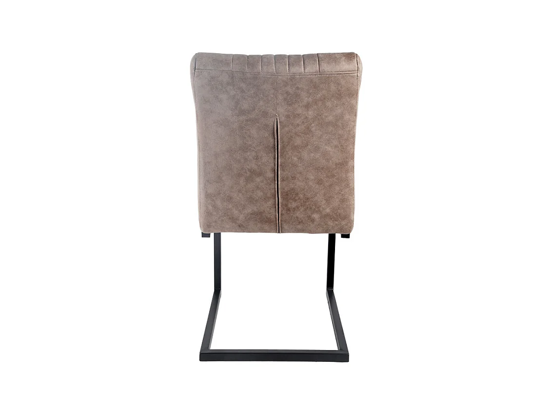 Lot de 2 chaises en tissu taupe vintage avec pied métal noir - VIVI 2