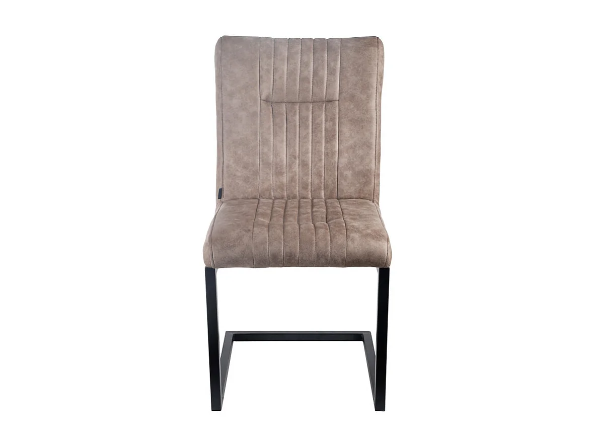 Lot de 2 chaises en tissu taupe vintage avec pied métal noir - VIVI 2