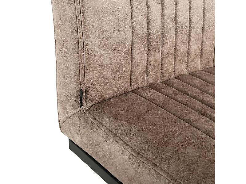 Lot de 2 chaises en tissu taupe vintage avec pied métal noir - VIVI 2