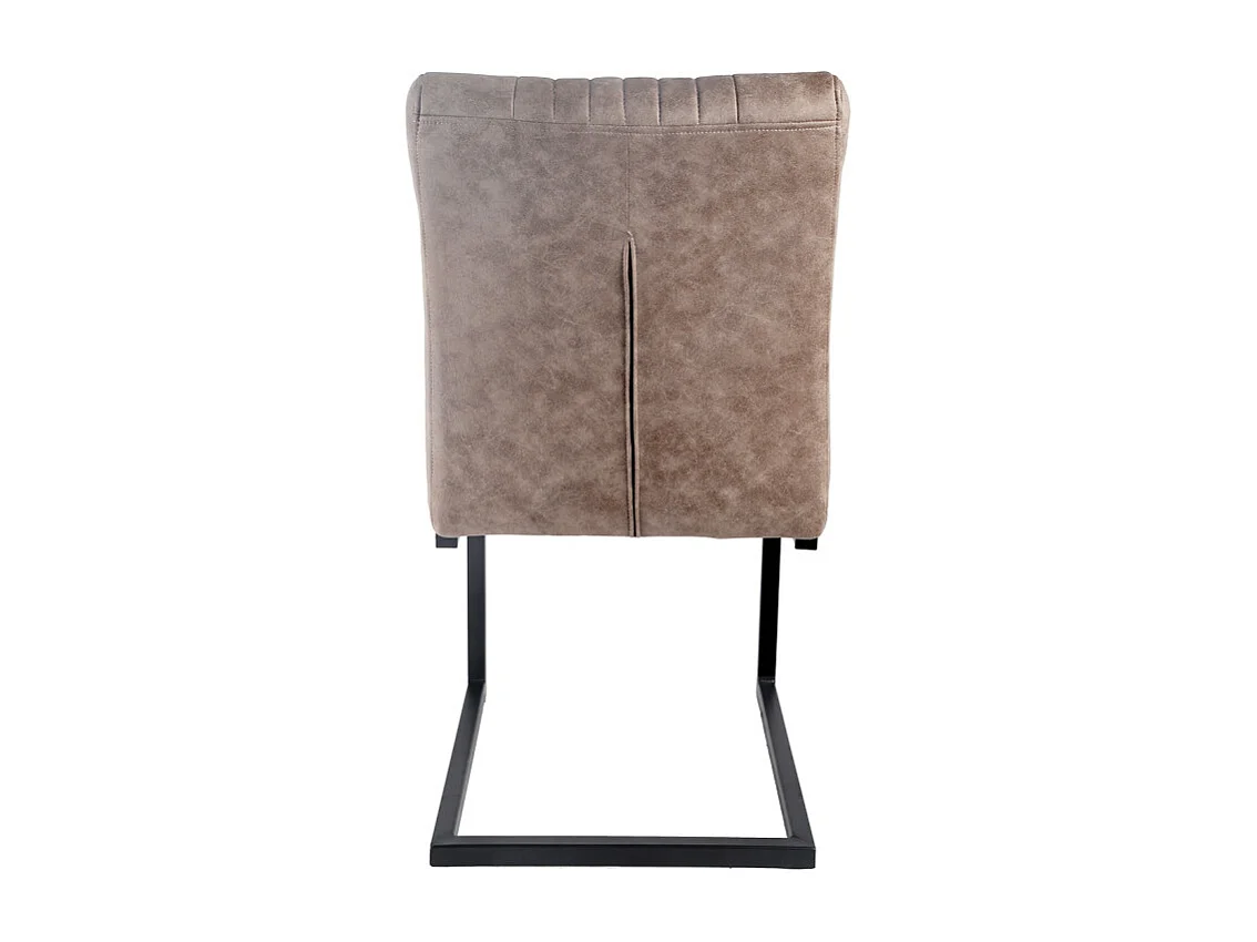 Lot de 2 chaises en tissu taupe vintage avec pied métal noir - VIVI 2