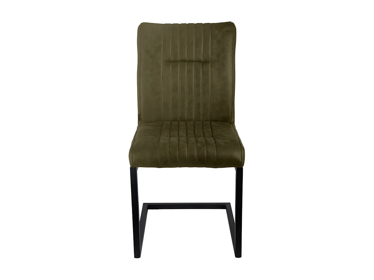 Lot de 2 chaises en tissu vert vintage avec pied métal noir - VIVI 2