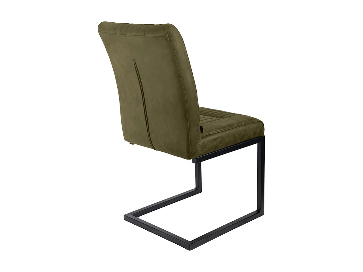 Lot de 2 chaises en tissu vert vintage avec pied métal noir - VIVI 2