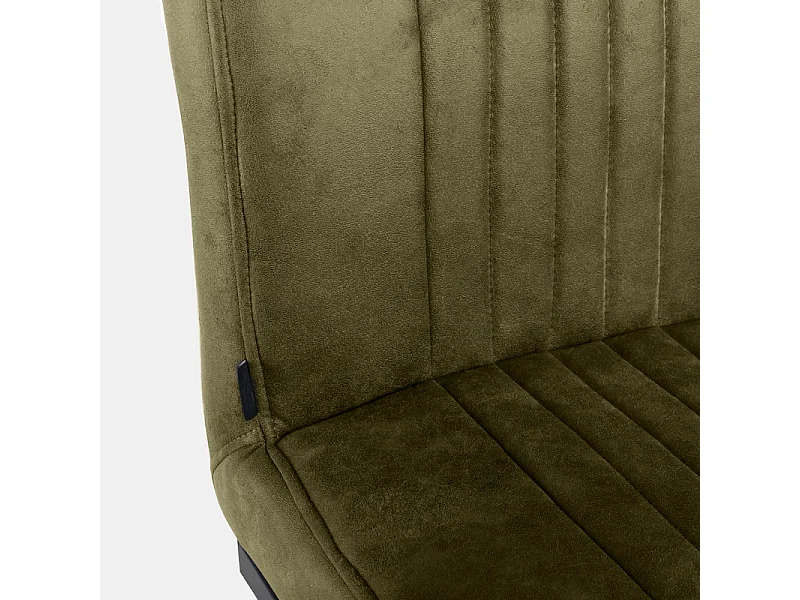 Lot de 2 chaises en tissu vert vintage avec pied métal noir - VIVI 2