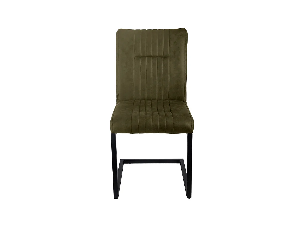 Lot de 2 chaises en tissu vert vintage avec pied métal noir - VIVI 2