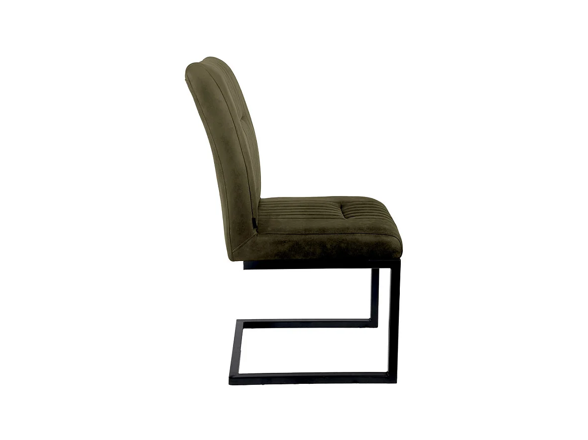 Lot de 2 chaises en tissu vert vintage avec pied métal noir - VIVI 2
