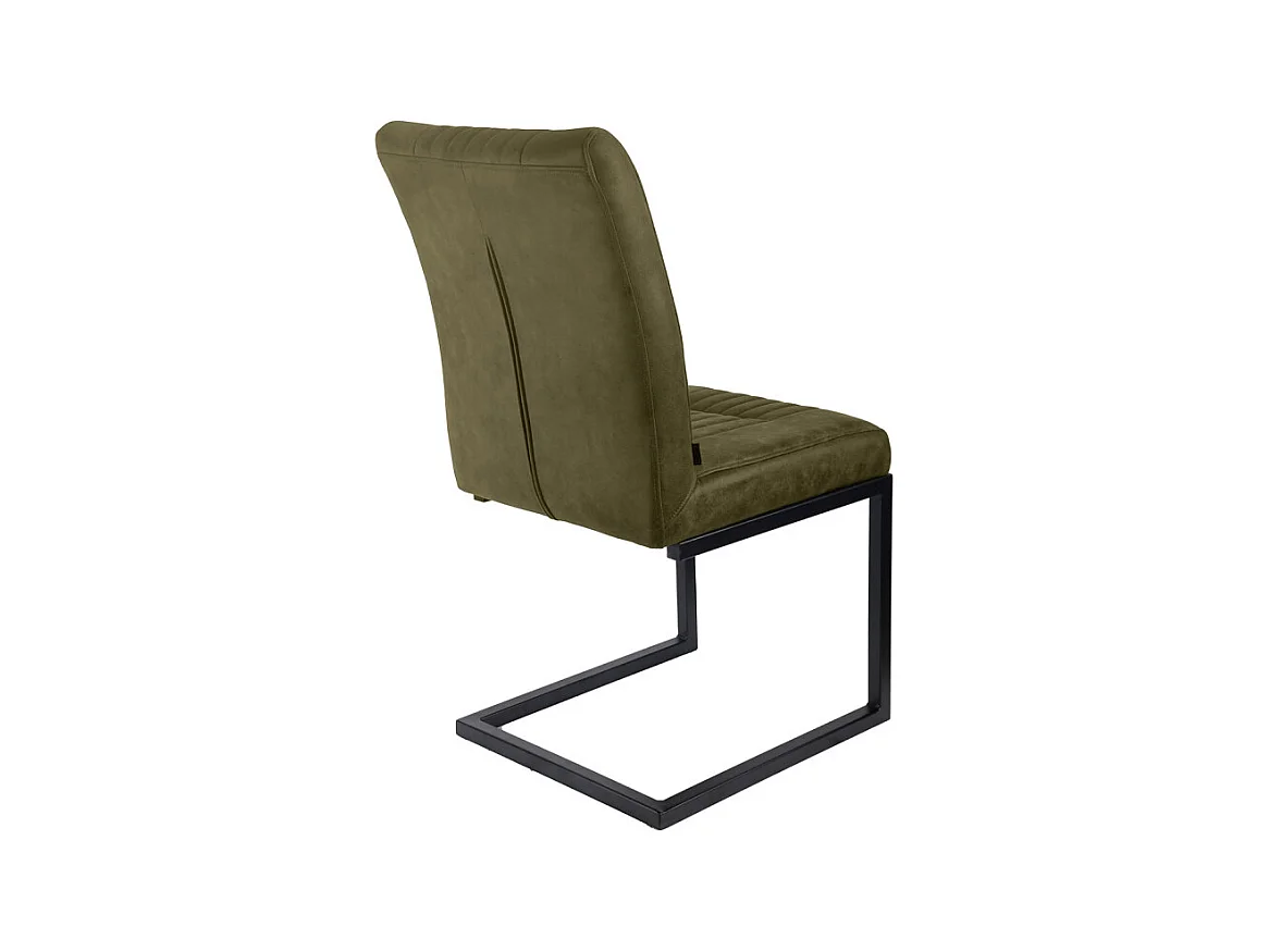 Lot de 2 chaises en tissu vert vintage avec pied métal noir - VIVI 2