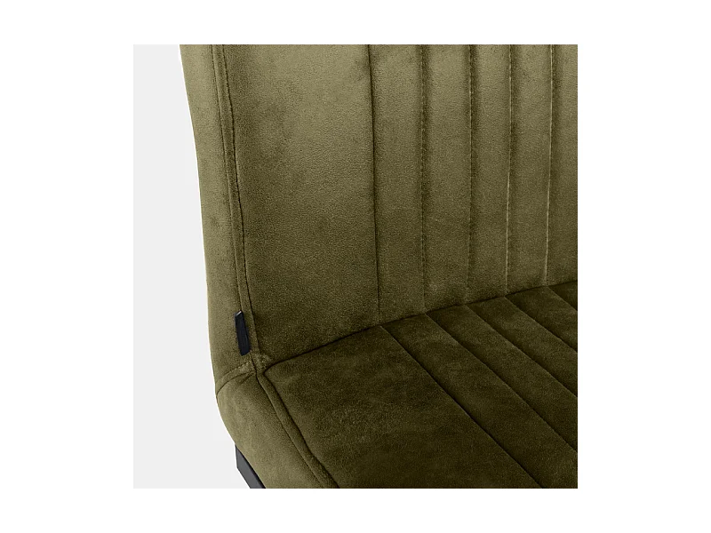 Lot de 2 chaises en tissu vert vintage avec pied métal noir - VIVI 2