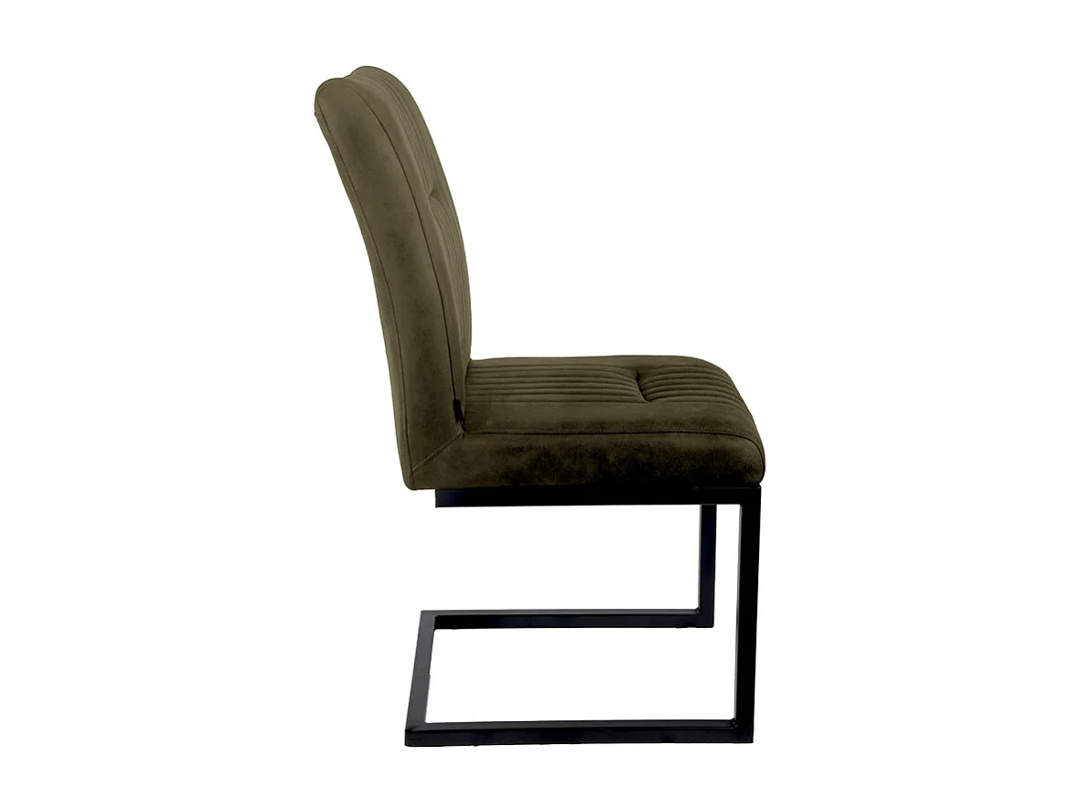 Lot de 2 chaises en tissu vert vintage avec pied métal noir - VIVI 2