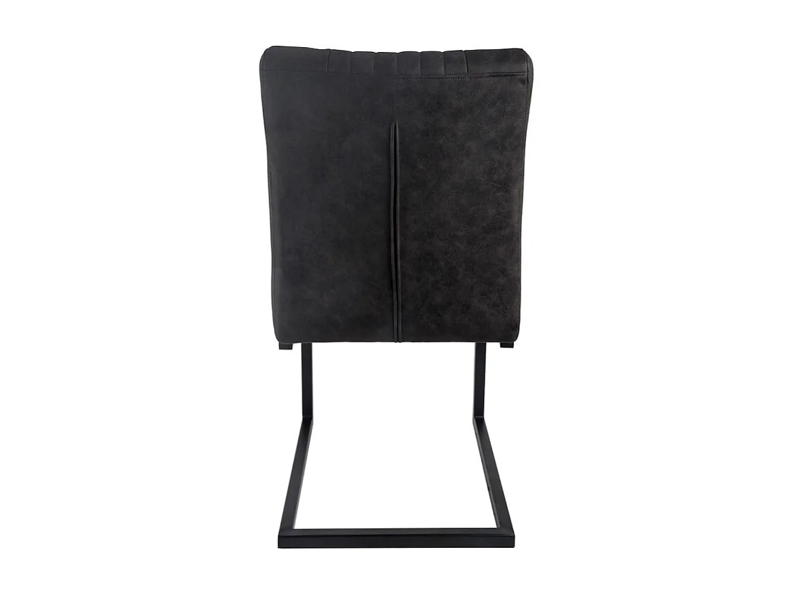 Lot 2 chaises tissu gris anthracite vintage pieds métal noir - VIVI 2