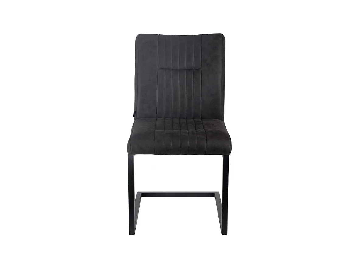Lot 2 chaises tissu gris anthracite vintage pieds métal noir - VIVI 2