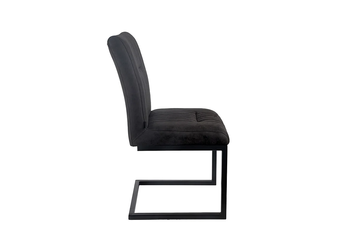Lot 2 chaises tissu gris anthracite vintage pieds métal noir - VIVI 2