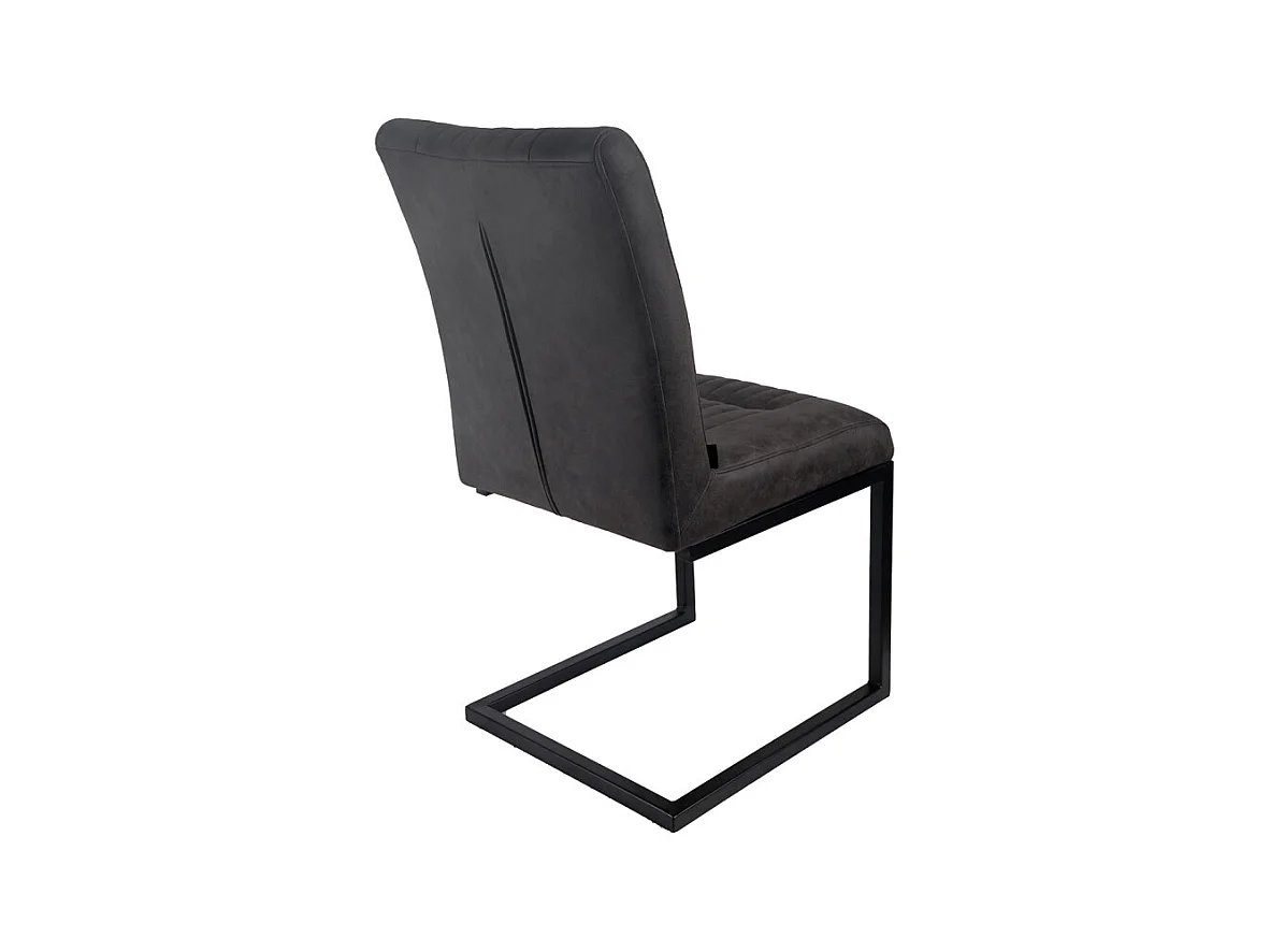 Lot 2 chaises tissu gris anthracite vintage pieds métal noir - VIVI 2