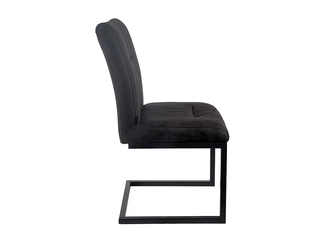 Lot 2 chaises tissu gris anthracite vintage pieds métal noir - VIVI 2