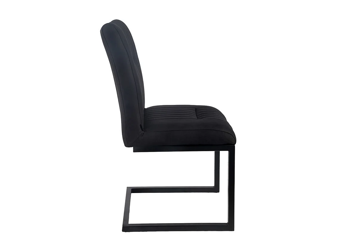 Lot de 2 chaises en tissu noir vintage avec pied métal noir - VIVI 2