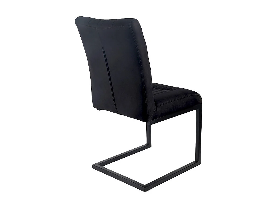 Lot de 2 chaises en tissu noir vintage avec pied métal noir - VIVI 2