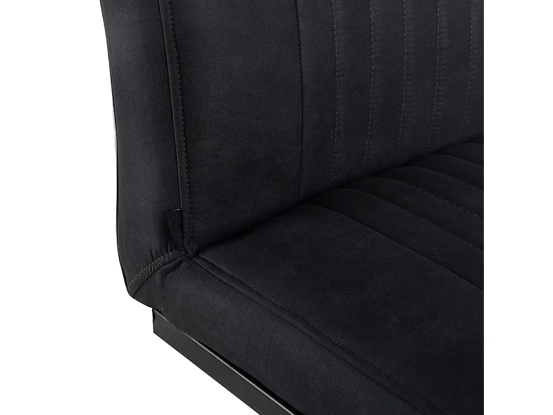 Lot de 2 chaises en tissu noir vintage avec pied métal noir - VIVI 2