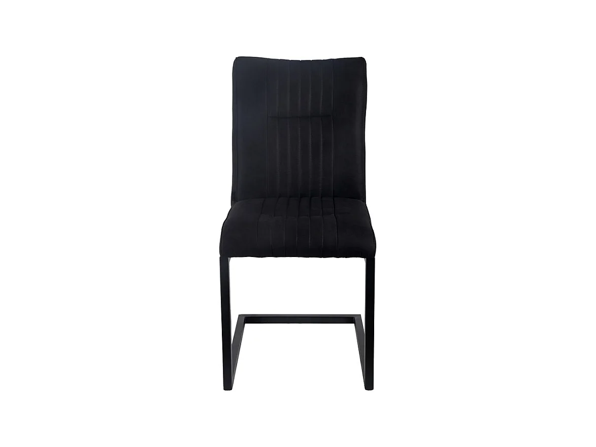 Lot de 2 chaises en tissu noir vintage avec pied métal noir - VIVI 2