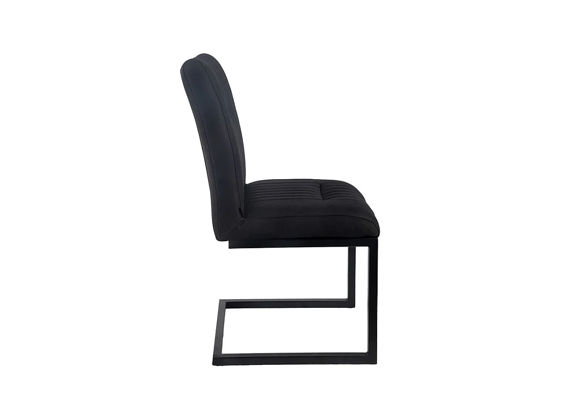 Lot de 2 chaises en tissu noir vintage avec pied métal noir - VIVI 2