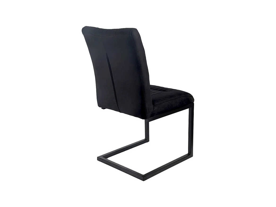 Lot de 2 chaises en tissu noir vintage avec pied métal noir - VIVI 2