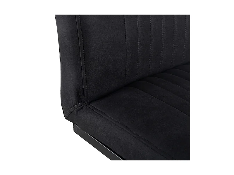Lot de 2 chaises en tissu noir vintage avec pied métal noir - VIVI 2