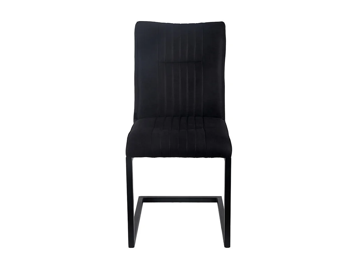 Lot de 2 chaises en tissu noir vintage avec pied métal noir - VIVI 2
