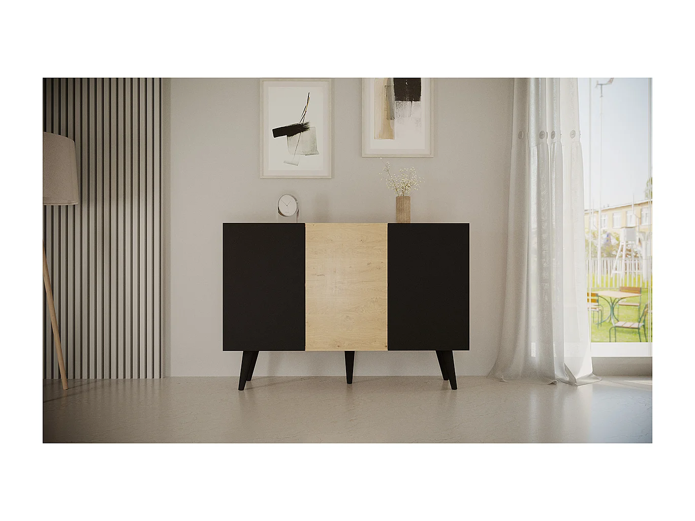 Komoda TORONTO 120 dąb artisan/czarna