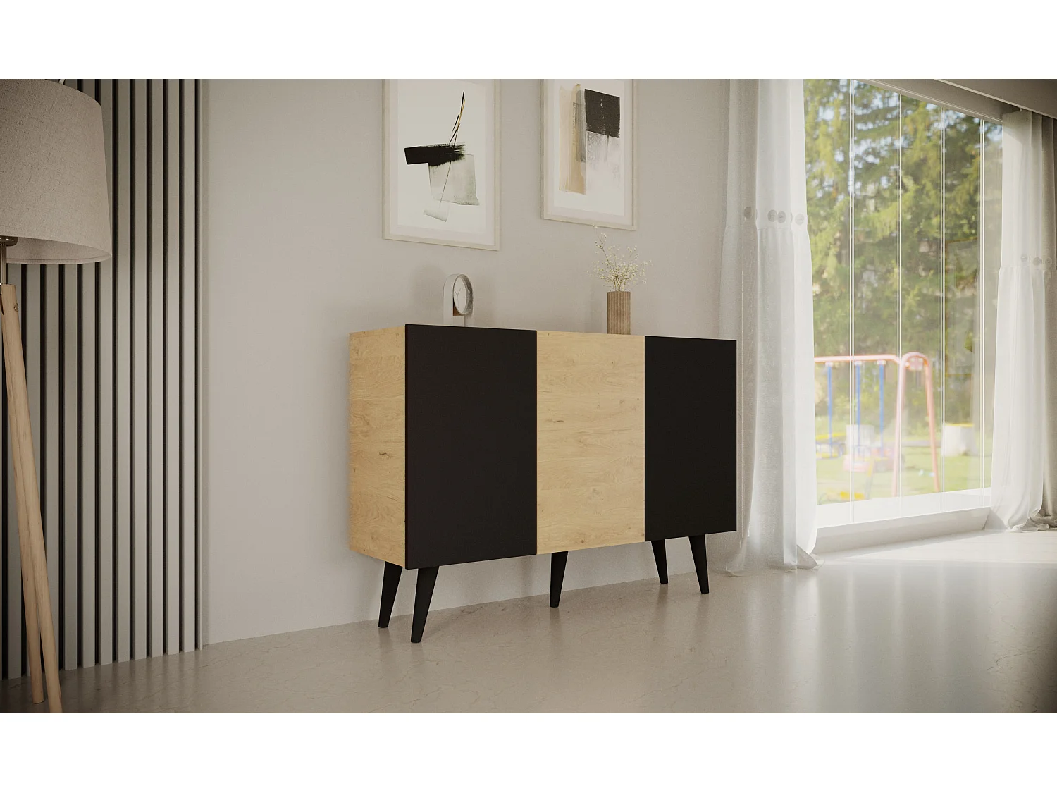 Komoda TORONTO 120 dąb artisan/czarna