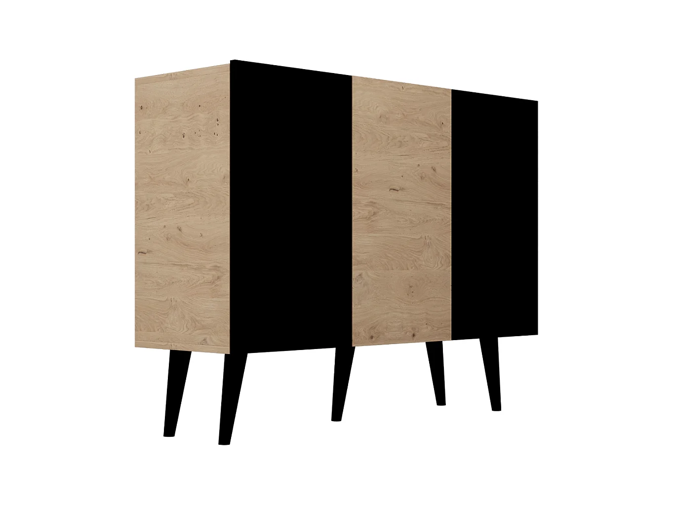 Commode 3 portes Toronto - Noir et bois