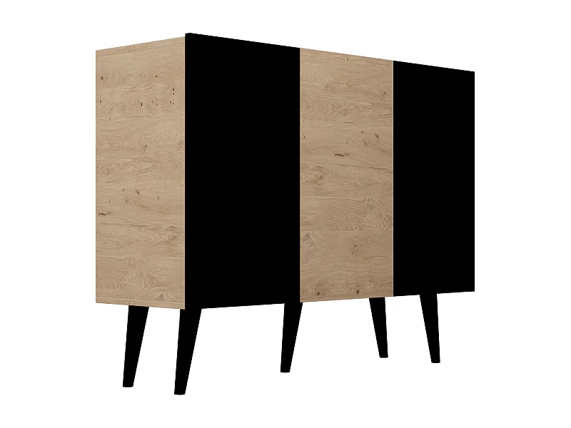 Toronto 3-deurs commode - Zwart en hout