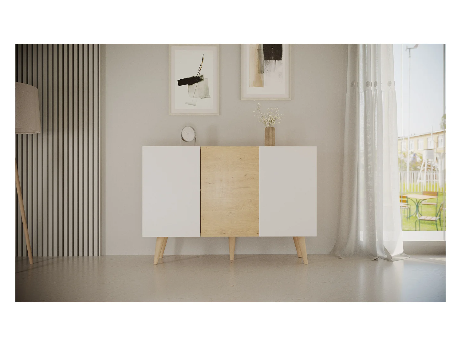 Komoda TORONTO 120 dąb artisan/biała