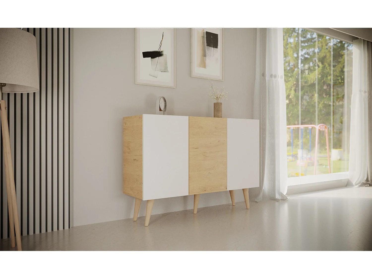 Komoda TORONTO 120 dąb artisan/biała