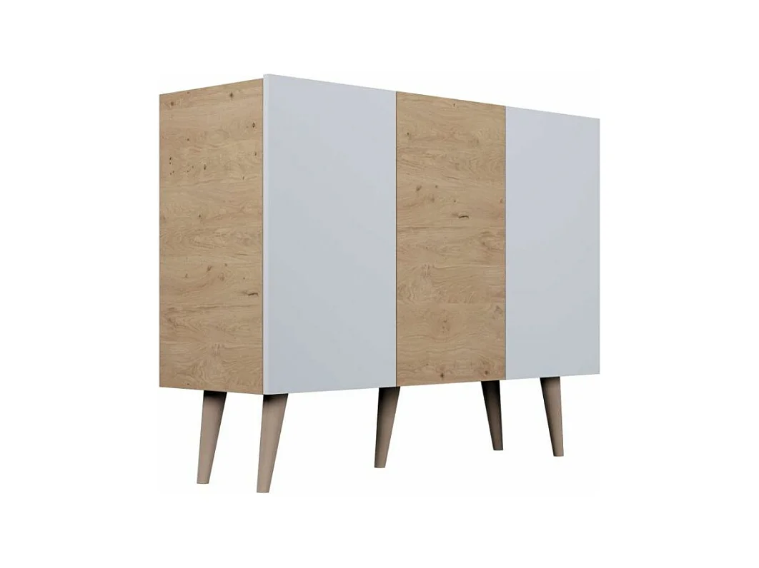 Commode 3 portes Toronto - Blanc et bois