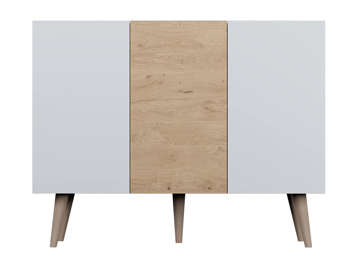 Commode 3 portes Toronto - Blanc et bois