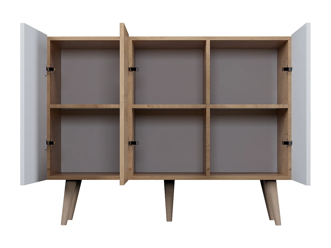 Commode 3 portes Toronto - Blanc et bois