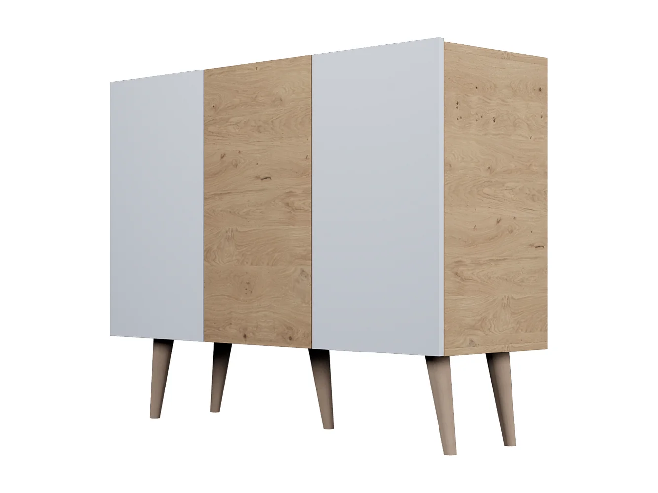 Commode 3 portes Toronto - Blanc et bois