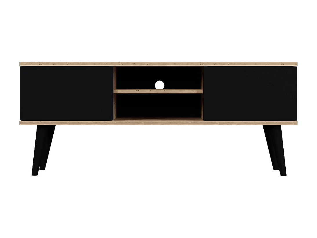 Móvel TV Toronto preto e madeira 120cm