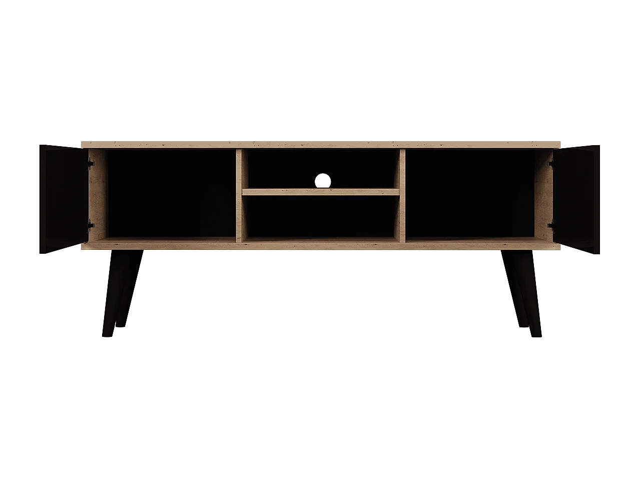 Móvel TV Toronto preto e madeira 120cm