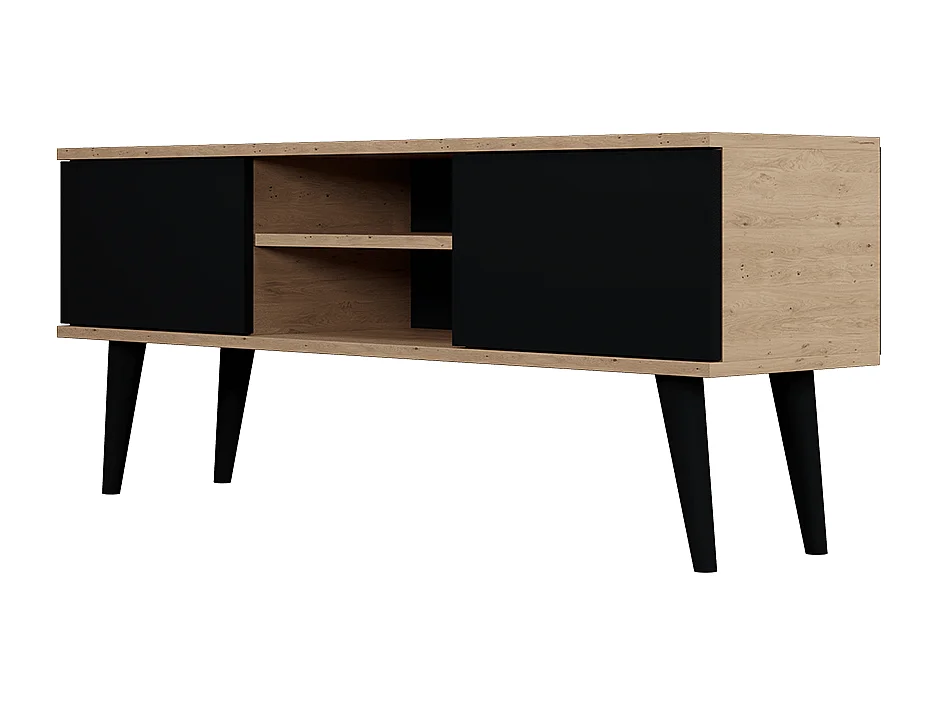 Móvel TV Toronto preto e madeira 120cm