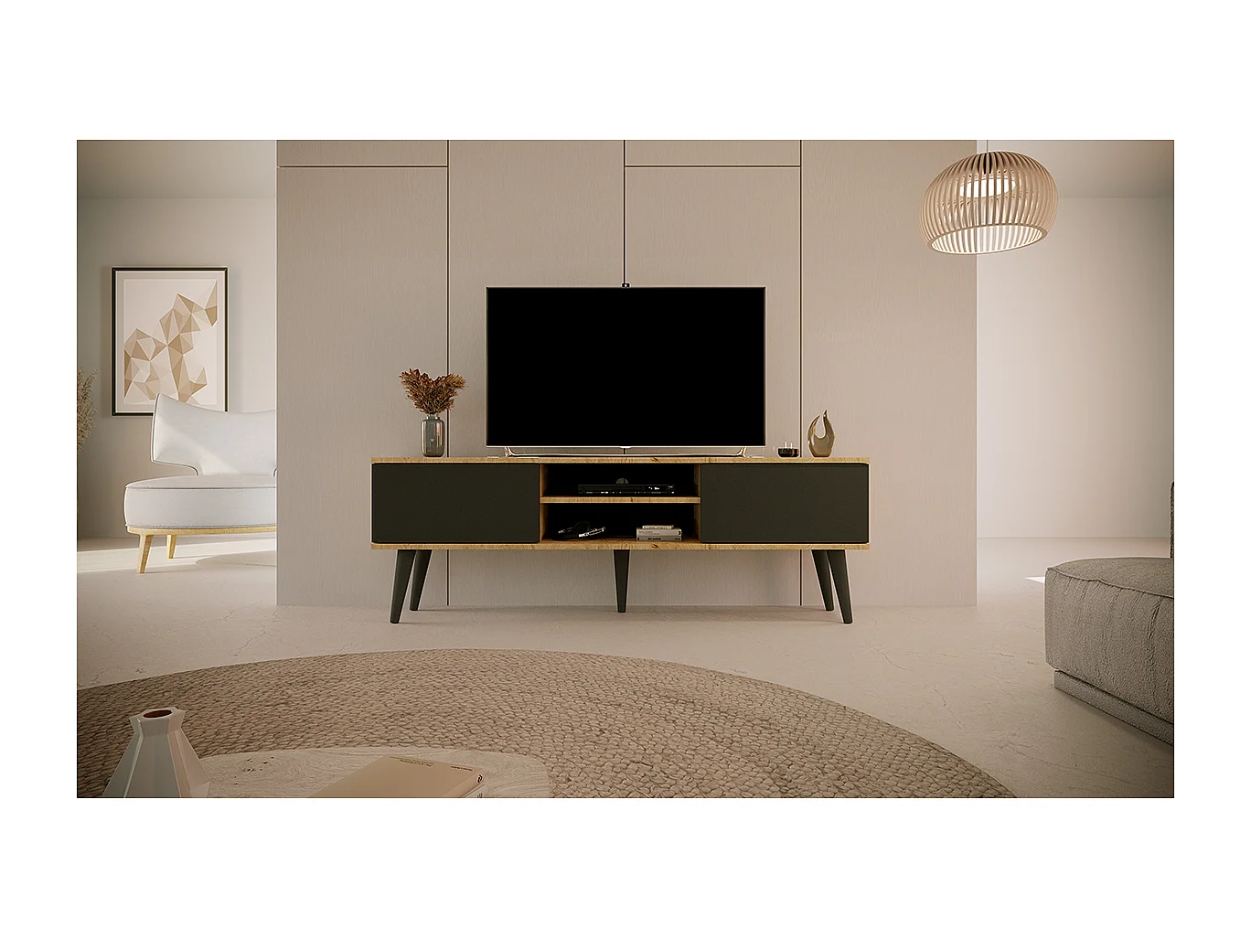 Toronto TV-meubel 160 cm - Zwart en hout