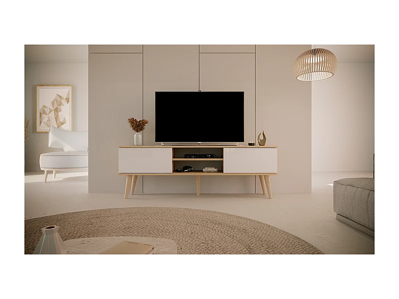 Szafka RTV TORONTO 160 dąb artisan/biała