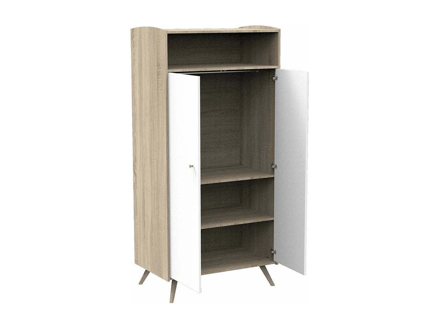 Armoire 2 portes 1 niche Access - Blanc et bois