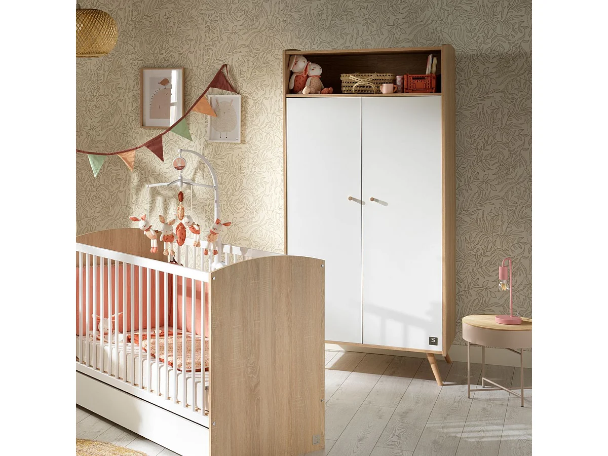 Armoire 2 portes 1 niche Access - Blanc et bois