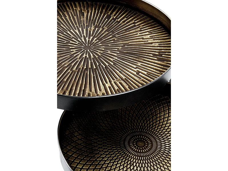 Lot de 2 tables d'appoint en métal coloris noir-cuivré