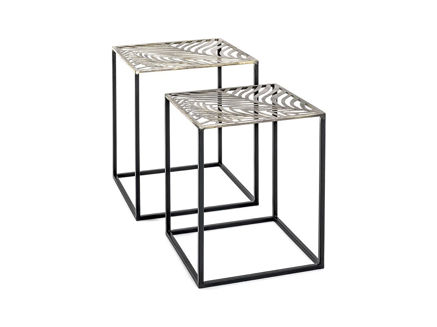 Lot de 2 tables d'appoint en métal coloris noir-bronze