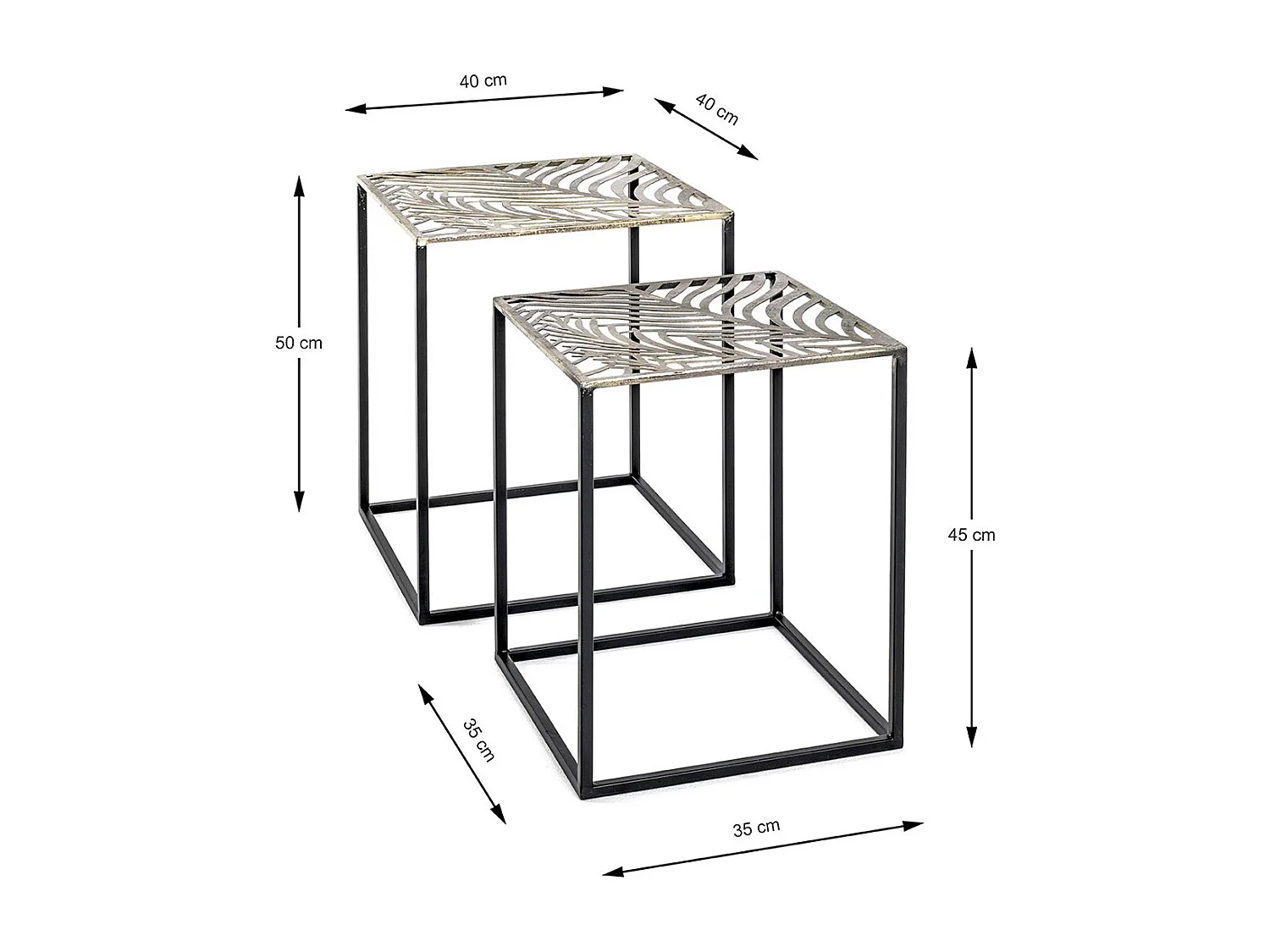 Lot de 2 tables d'appoint en métal coloris noir-bronze